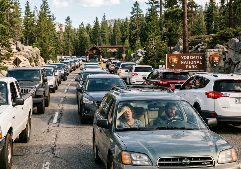 No Reservations Means Long Lines at Yosemite